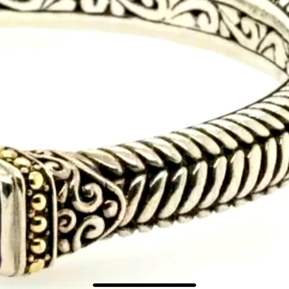 Samuel Benham Sterling Silver & 18K Gold with Amethyst Hinged Cuff Bracelet - Picture 12 of 16